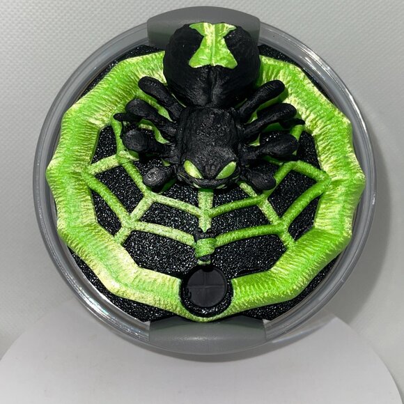 Neon Green Spiderweb Tumbler Topper, Boor or Halo, Stanley Accessories Web Glow - Picture 6 of 10
